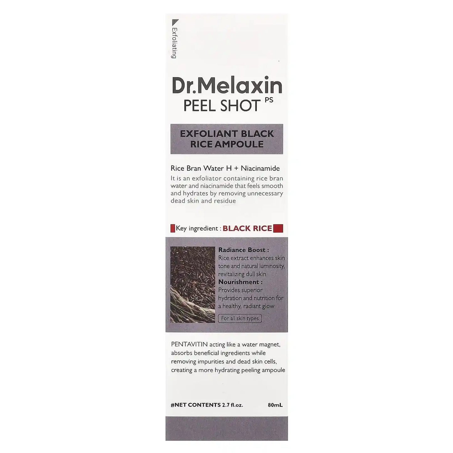 Dr. Melaxin Peel Shot – Ampoule Exfoliante au Riz Noir