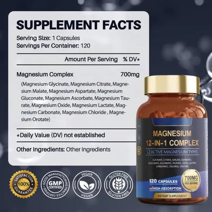 MagnéZen™ – Complexe Magnésium 12 en 1 | 120 Gélules 🇨🇬
